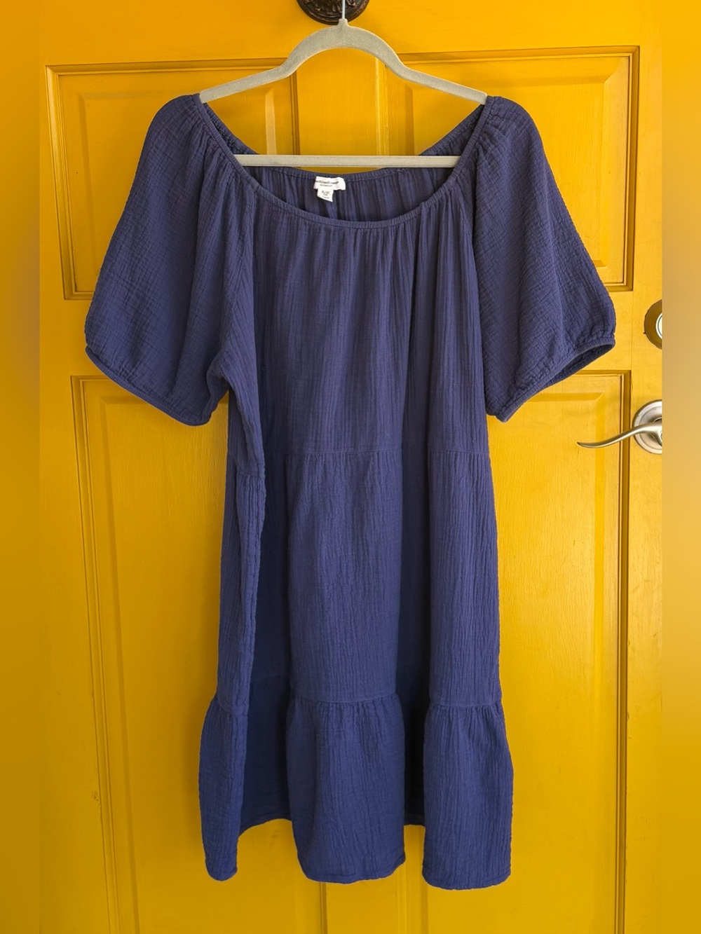BeachLunchLounge Navy Cotton Gauze Tiered Mini Dress | Size XL